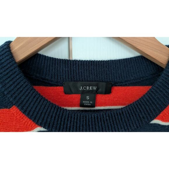 J. Crew Orange and Navy Striped Short Sleeve Sweater Dress - Picture 4 of 6